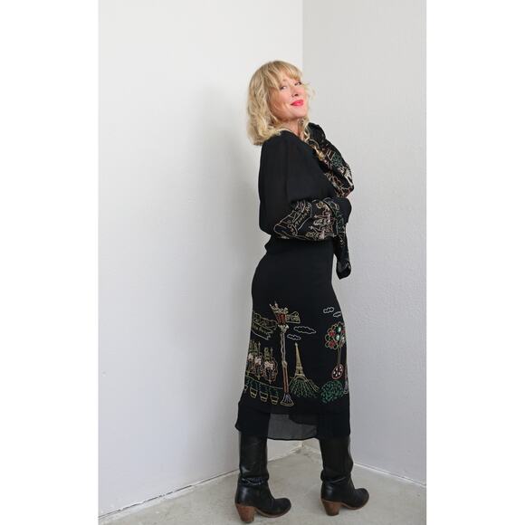 1990's Vintage Moulin Rouge Skirt & Blouse Set ~ Women's XXS XS ~ Opera House - Picture 8 of 10